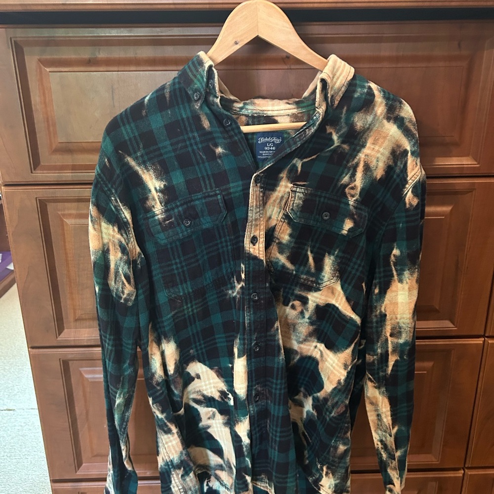 Faded Glory Green and Brown Plaid Shirt